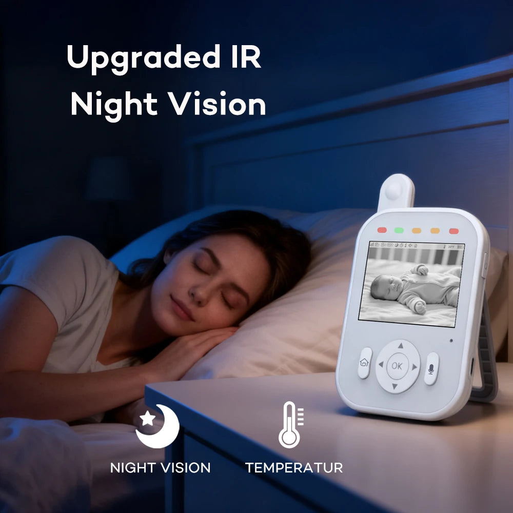 Babyphone mit Kamera 720P HD – 2,8" Display, Nachtsicht, Cry Detection & lange AkkulaufzeitBaby Monitor mit Cry Detection und langer Akkulaufzeit

